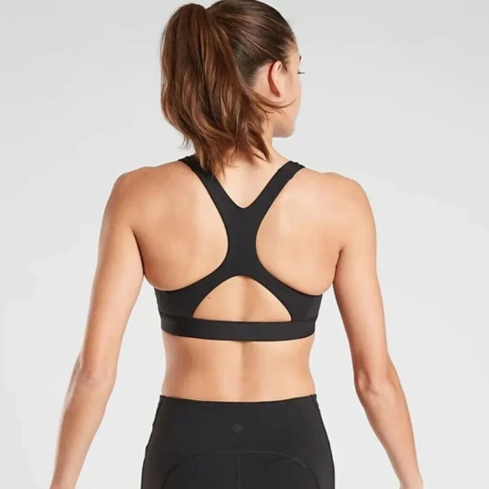 NWT Athleta S Black A - C Ultimate Bra In Supersonic Run Train HIIT Wicking - Picture 2 of 5